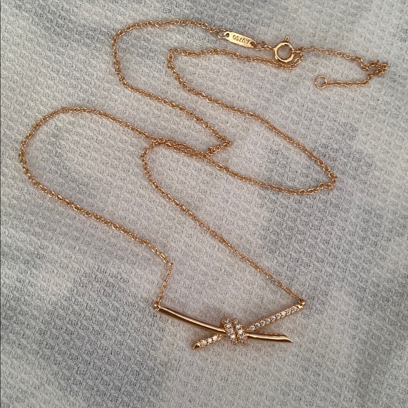 Tiffany 18K Rose Gold Knot Pendant Necklace